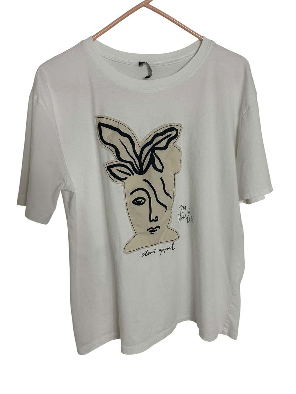 Zara Face Plant “No Appeal” Graphic Appliqué T-Shirt Size Medium